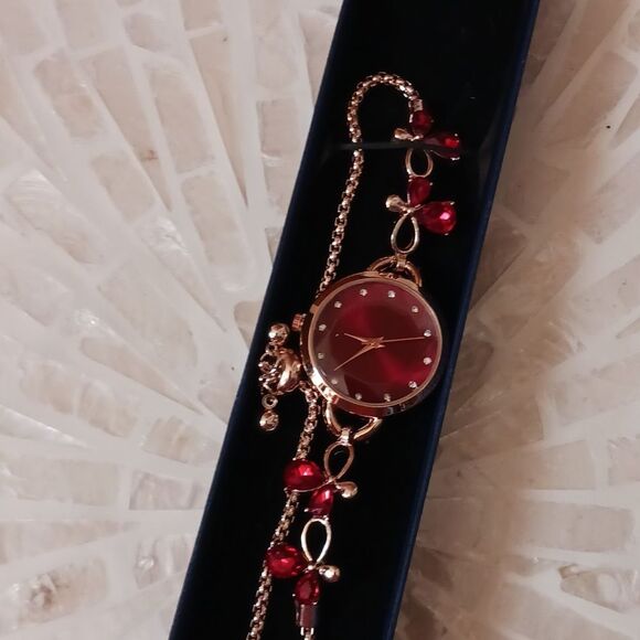 Women's Red Stones Adjustable Watch - Picture 6 of 9